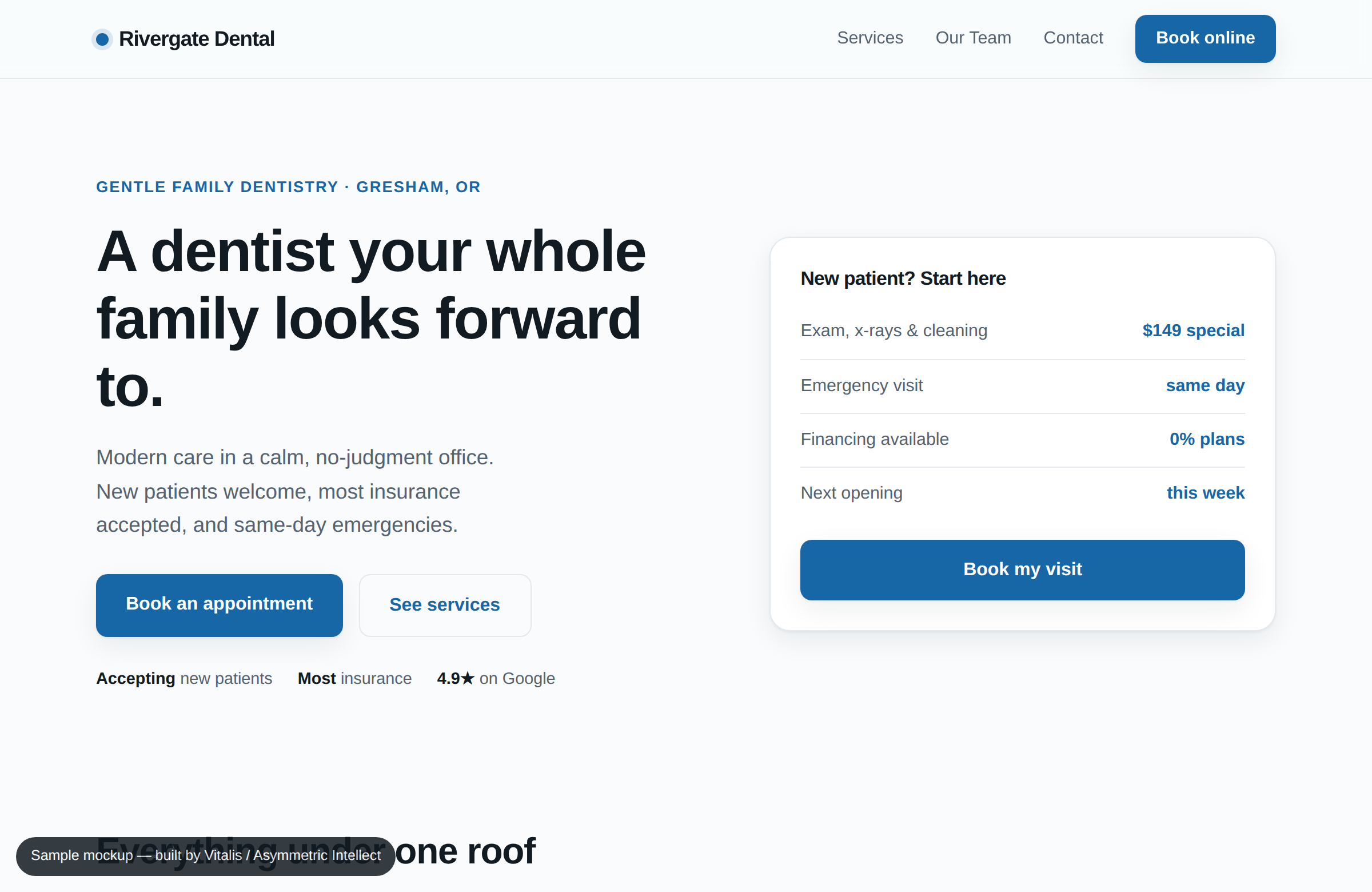 Dental practice website sample