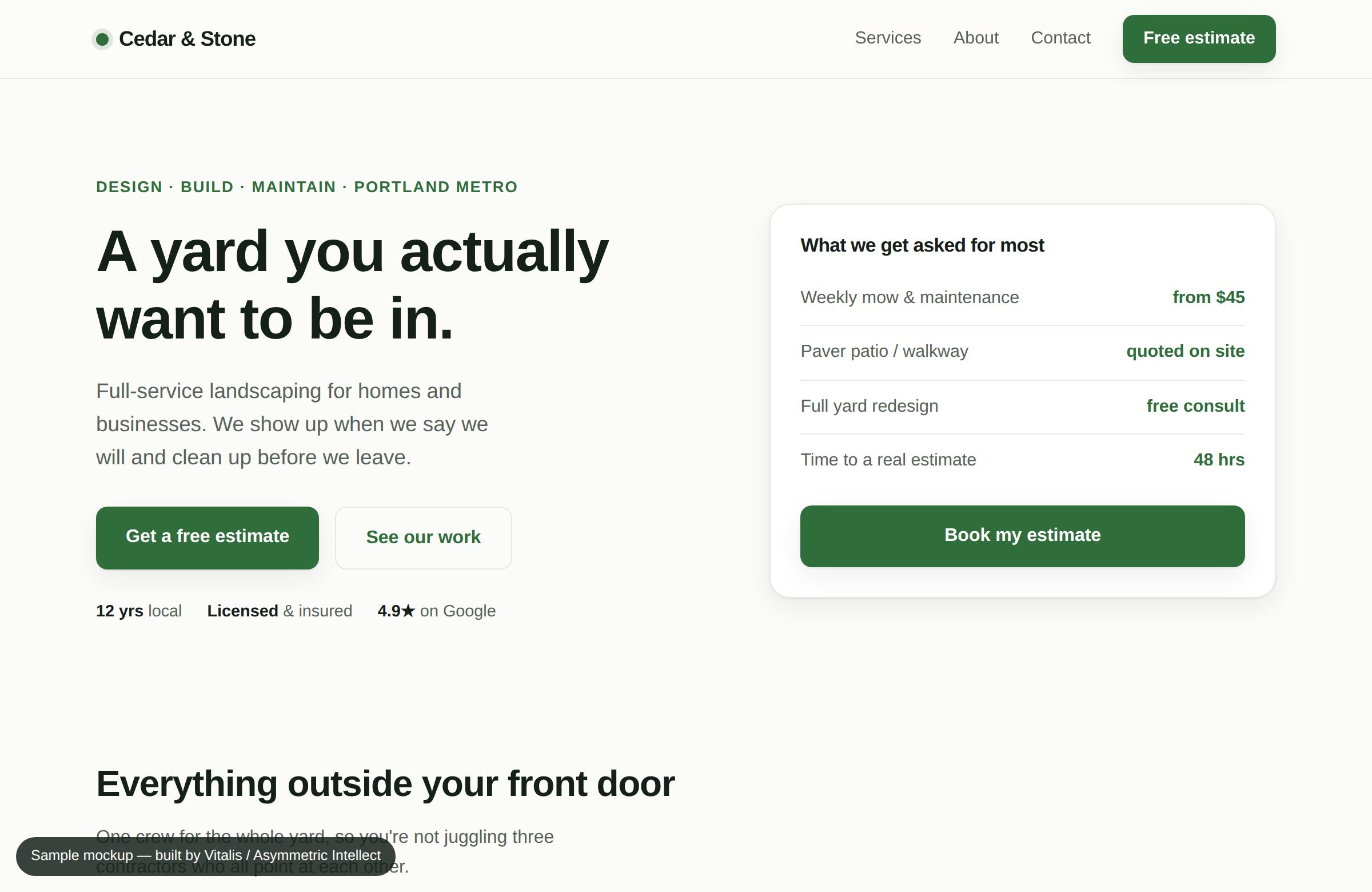 Landscaping company website sample