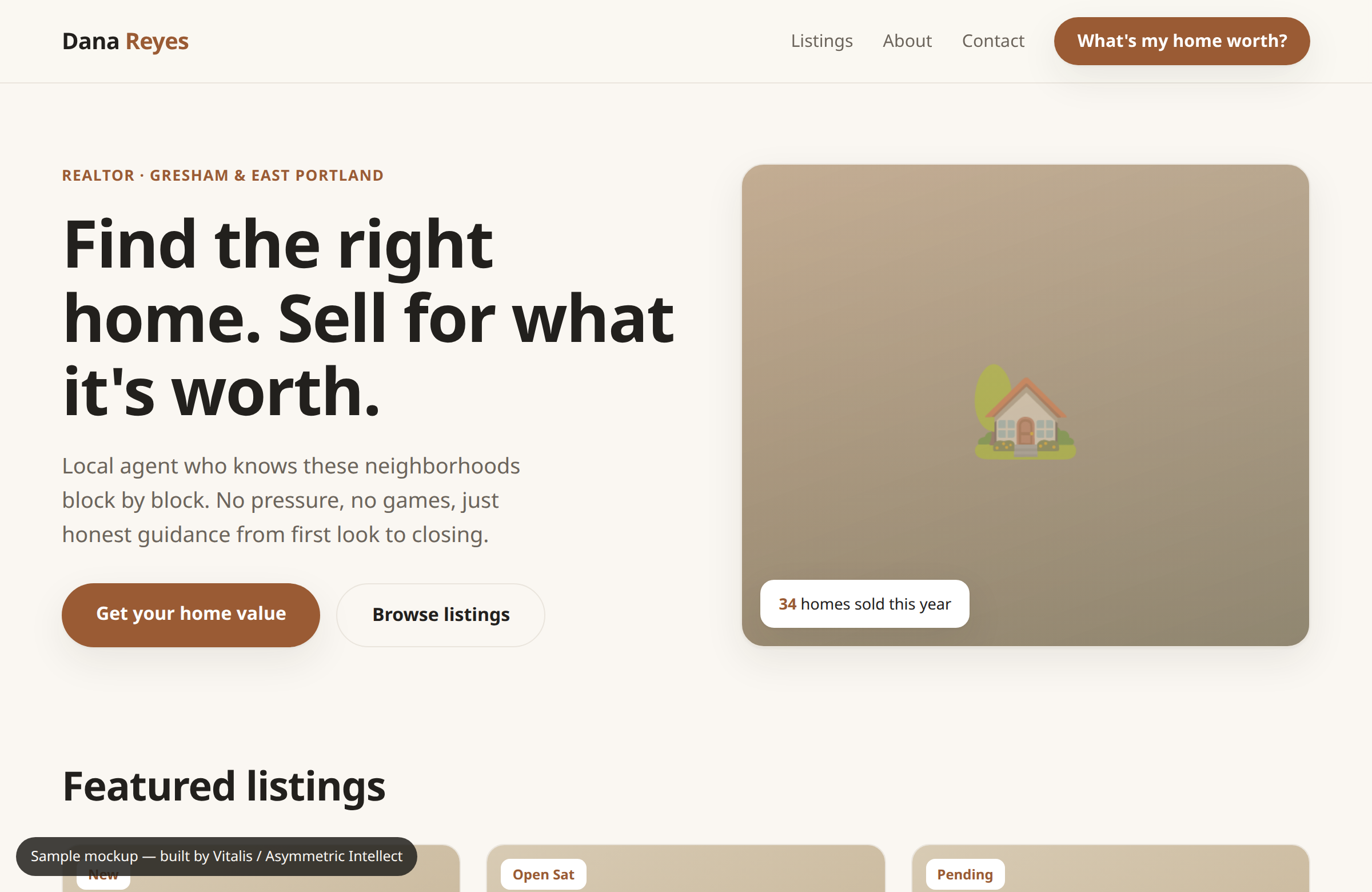 Real estate agent website sample