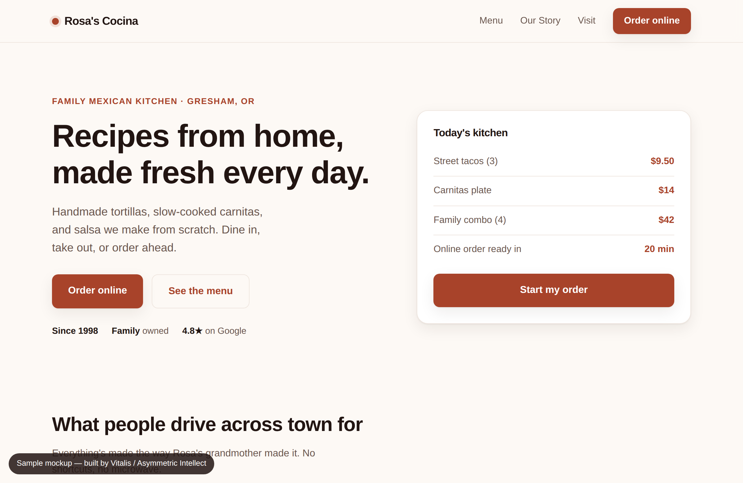 Restaurant website sample